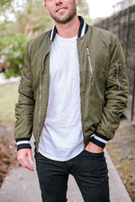 Mens Olive Zip Jacket