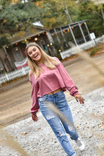 Pink Crop Top Long Sleeve - Shop La's Showroom