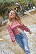 Pink Crop Top Long Sleeve - Shop La's Showroom