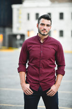 Maroon Button Up - Shop La's Showroom