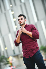 Maroon Button Up - Shop La's Showroom