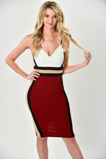 Color Block Midi Cocktail Dress - Shop La's Showroom