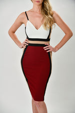 Color Block Midi Cocktail Dress - Shop La's Showroom